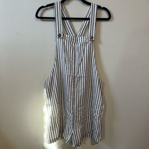 Striped flowy overalls